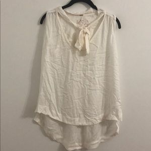 Free People ivory sleeveless tie front top
